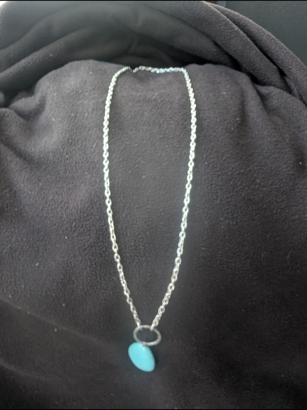 Silver Necklace with Turquoise Pendant - Turquoise
